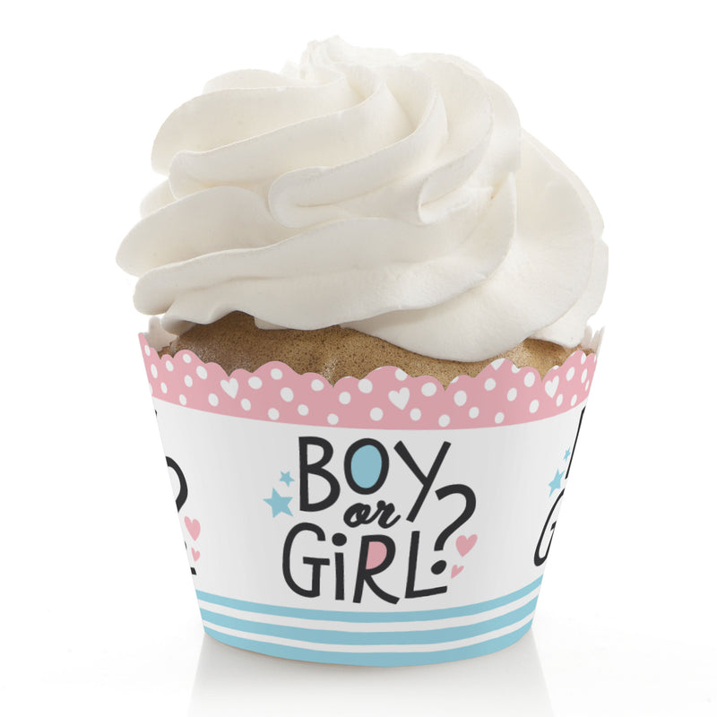 Baby Gender Reveal - Team Boy or Girl Party Decorations - Party Cupcake Wrappers - Set of 12