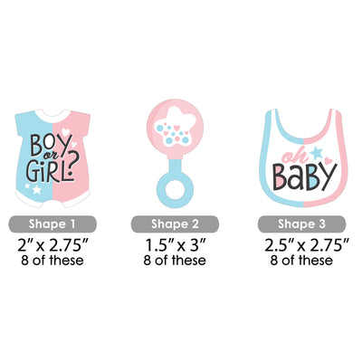 Baby Gender Reveal - DIY Shaped Team Boy or Girl Party Cut-Outs - 24 Count