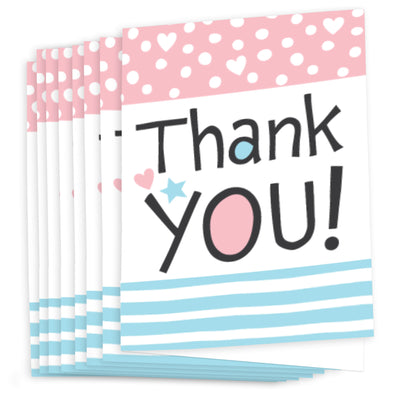 Baby Gender Reveal - Team Boy or Girl Party Thank You Cards (8 count)