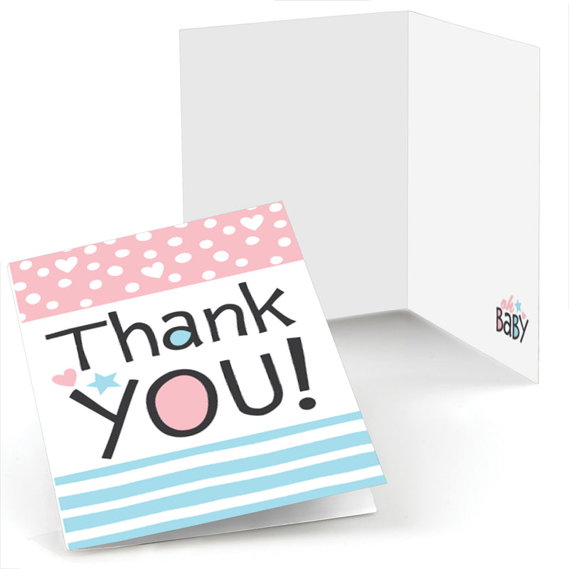 Baby Gender Reveal - Team Boy or Girl Party Thank You Cards (8 count)