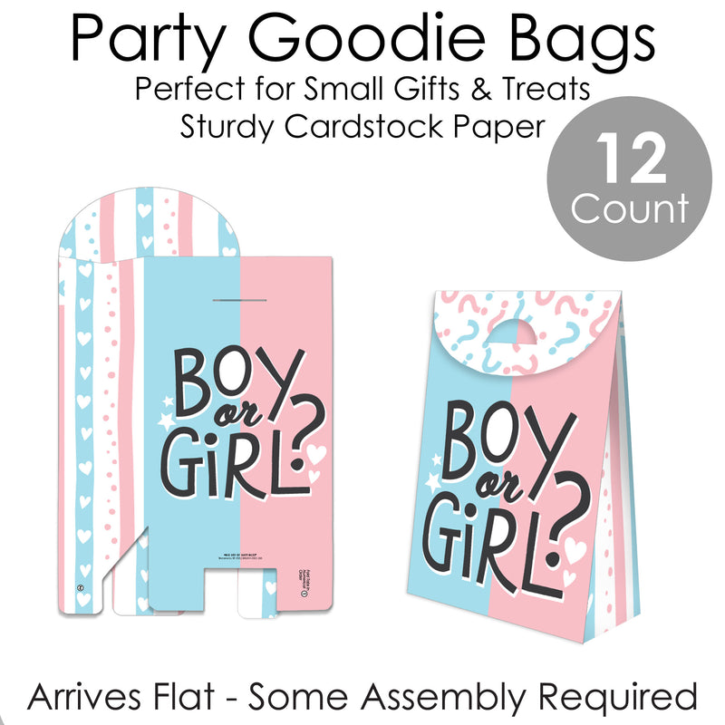 Baby Gender Reveal - Team Boy or Girl Gift Favor Bags - Party Goodie Boxes - Set of 12