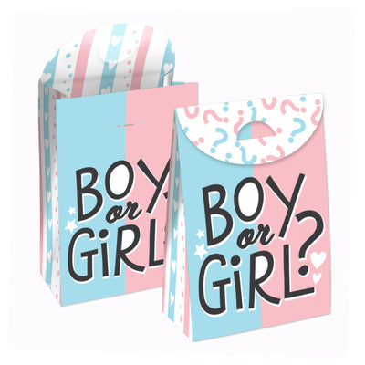 Baby Gender Reveal - Team Boy or Girl Gift Favor Bags - Party Goodie Boxes - Set of 12