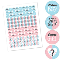 Baby Gender Reveal - Team Boy or Girl Party Round Candy Sticker Favors - Labels Fit Chocolate Candy (1 sheet of 108)