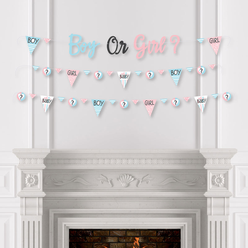 Baby Gender Reveal - Team Boy or Girl Party Letter Banner Decoration - 36 Banner Cutouts and Boy or Girl Banner Letters
