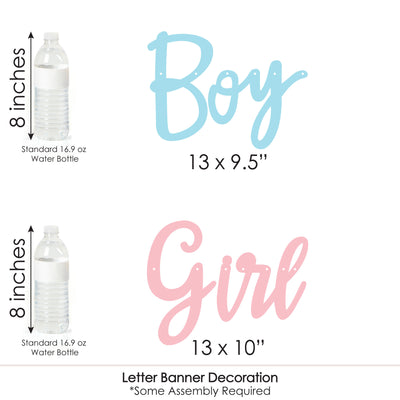 Baby Gender Reveal - Team Boy or Girl Party Letter Banner Decoration - 36 Banner Cutouts and Boy or Girl Banner Letters