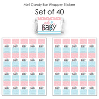 Baby Gender Reveal - Mini Candy Bar Wrapper Stickers - Team Boy or Girl Party Small Favors - 40 Count