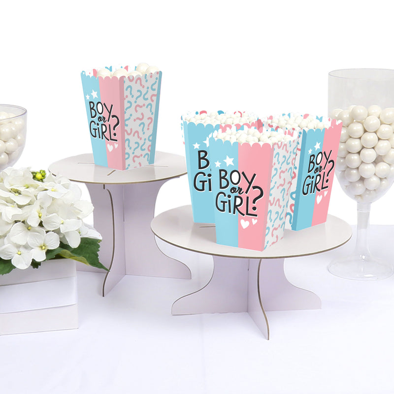 Baby Gender Reveal - Team Boy or Girl Party Favor Popcorn Treat Boxes - Set of 12