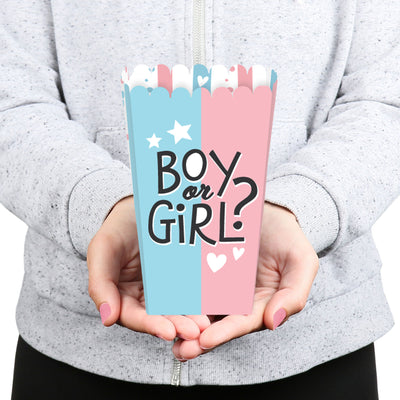 Baby Gender Reveal - Team Boy or Girl Party Favor Popcorn Treat Boxes - Set of 12