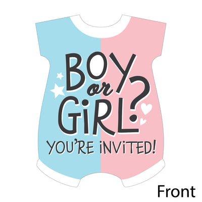 Baby Gender Reveal - Shaped Fill-In Invitations - Team Boy or Girl Party Invitation Cards with Envelopes - Set of 12