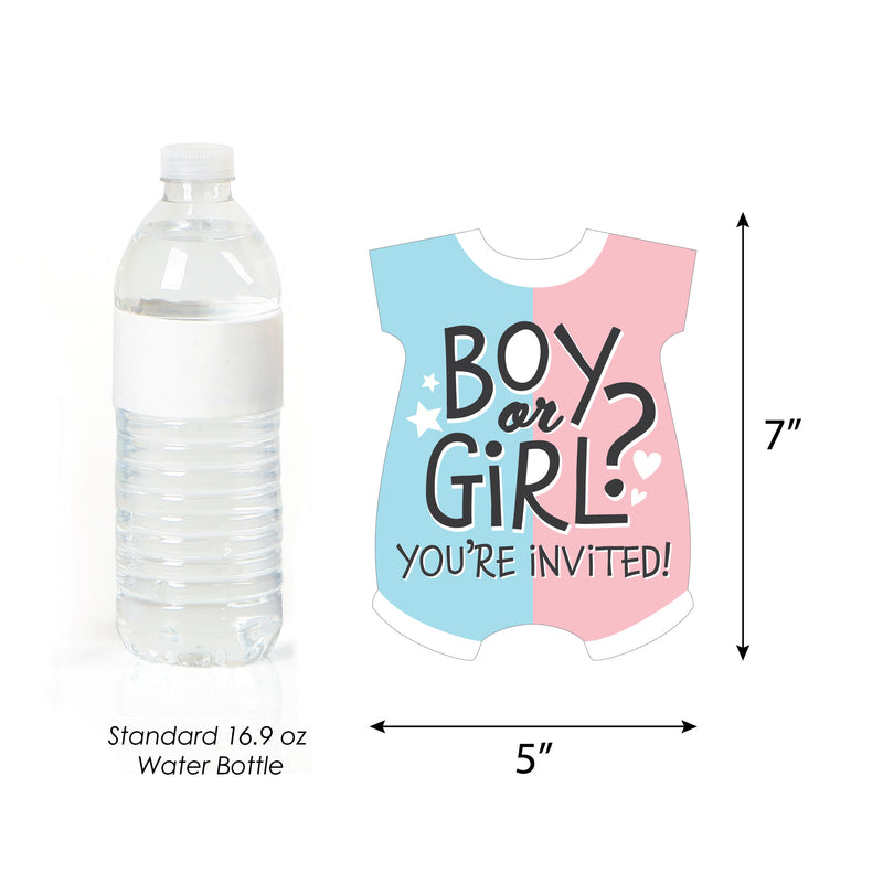 Baby Gender Reveal - Shaped Fill-In Invitations - Team Boy or Girl Party Invitation Cards with Envelopes - Set of 12