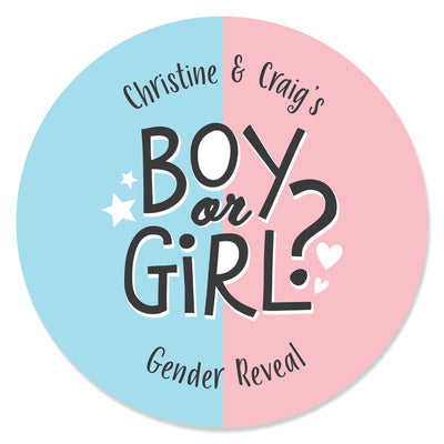 Personalized Baby Gender Reveal - Custom Team Boy or Girl Party Favor Circle Sticker Labels - Custom Text - 24 Count