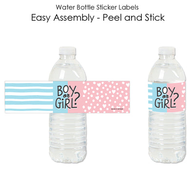 Baby Gender Reveal - Team Boy or Girl Party Water Bottle Sticker Labels - Set of 20