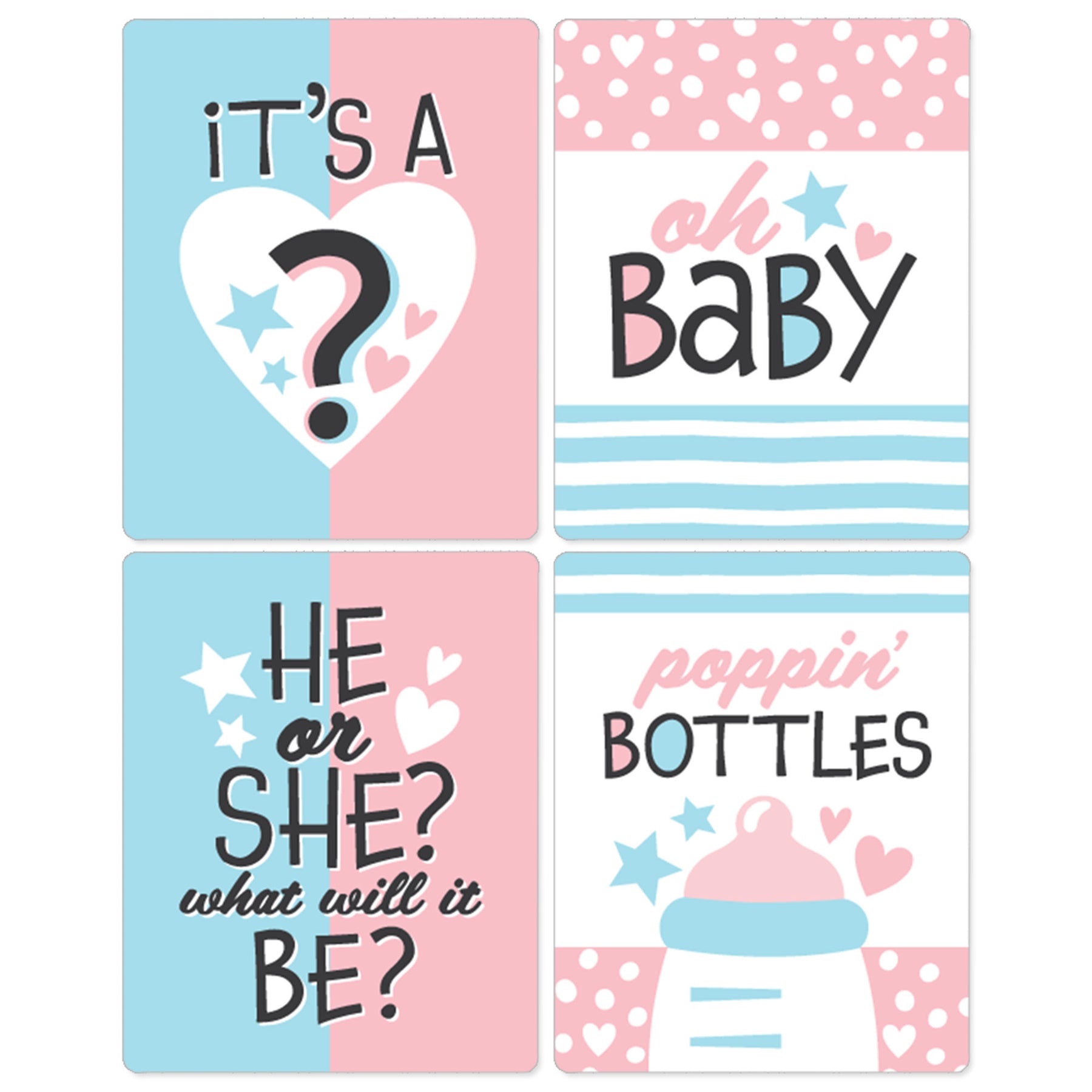 Baby Gender Reveal - Team Boy or Girl Party Decorations for Women and Men - Wine Bottle Label Stickers - Set of 4 | BigDotOfHappiness.com – Big Dot of Happiness LLC for Free Printable Gender Reveal Labels