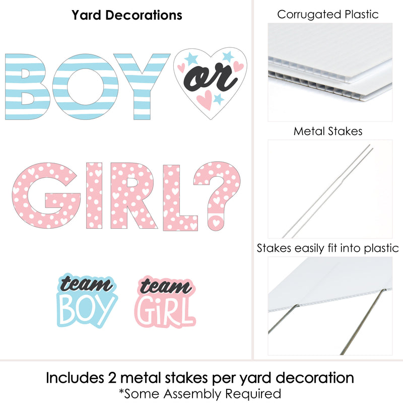 Baby Gender Reveal - Yard Sign Outdoor Lawn Decorations - Team Boy or Girl Party Yard Signs - Boy or Girl