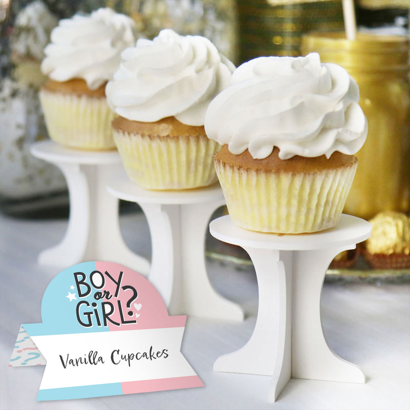 Baby Gender Reveal - Team Boy or Girl Party Tent Buffet Card - Table Setting Name Place Cards - Set of 24