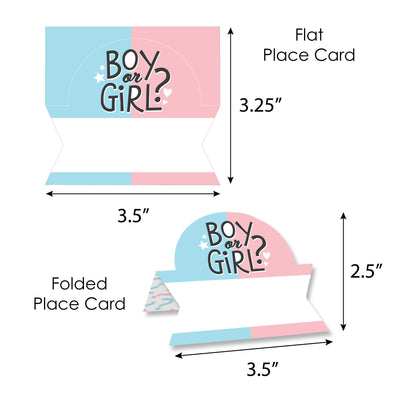 Baby Gender Reveal - Team Boy or Girl Party Tent Buffet Card - Table Setting Name Place Cards - Set of 24