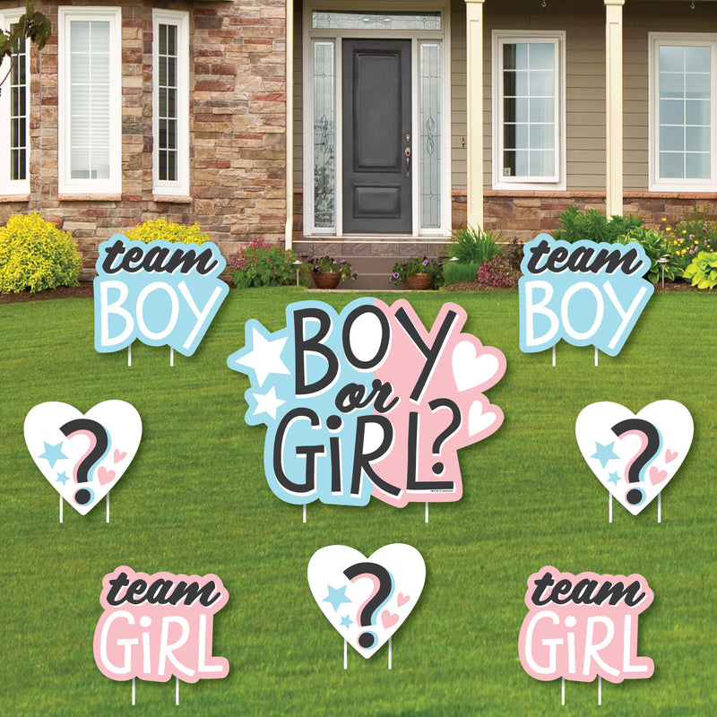 Baby Gender Reveal - Yard Sign and Outdoor Lawn Decorations - Team Boy or Girl Party Yard Signs - Set of 8