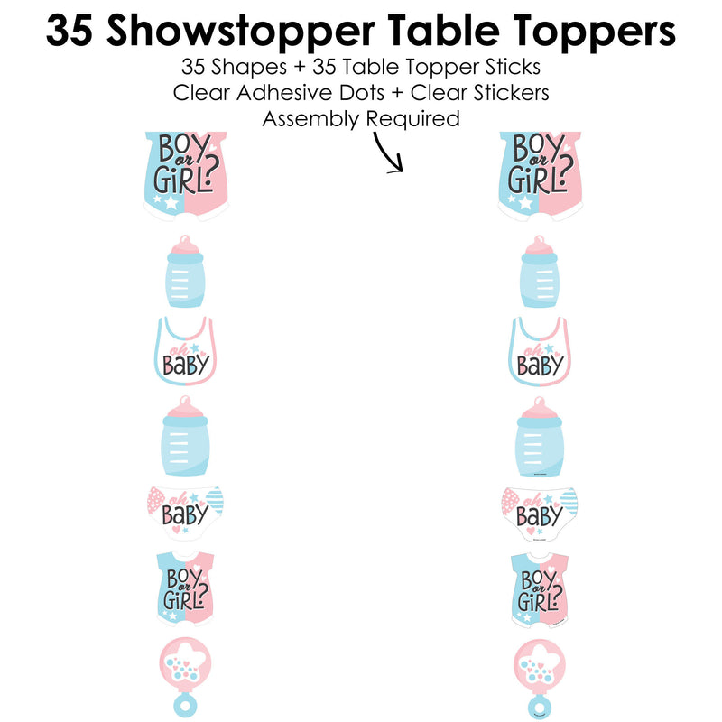 Baby Gender Reveal - Team Boy or Girl Party Centerpiece Sticks - Showstopper Table Toppers - 35 Pieces