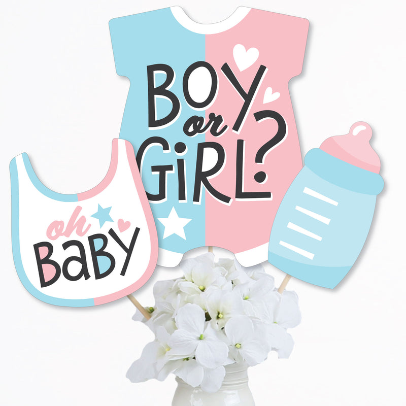 Baby Gender Reveal - Team Boy or Girl Party Centerpiece Sticks - Table Toppers - Set of 15