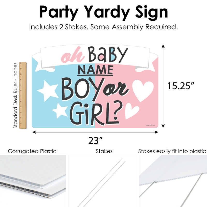 Baby Gender Reveal - Team Boy or Girl Party Yard Sign Lawn Decorations - Personalized Oh Baby Boy or Girl Party Yardy Sign