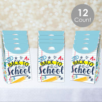 Back to School - First Day of School Classroom Gift Favor Bags - Party Goodie Boxes - Set of 12