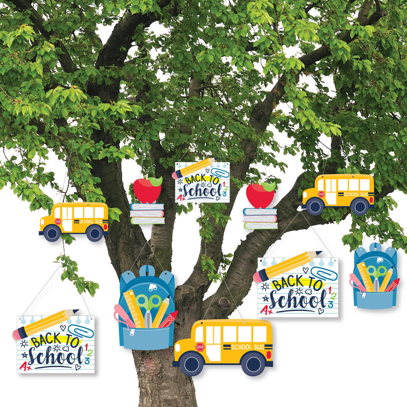 Hanging Back to School - Outdoor First Day of School Classroom Hanging Porch and Tree Yard Decorations - 10 Pieces