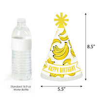 Let's Go Bananas - Cone Happy Birthday Party Hats for Kids and Adults - Set of 8 (Standard Size)