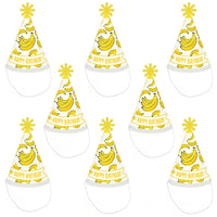 Let's Go Bananas - Cone Happy Birthday Party Hats for Kids and Adults - Set of 8 (Standard Size)