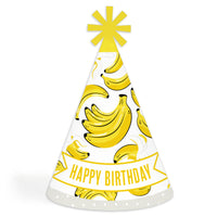 Let's Go Bananas - Cone Happy Birthday Party Hats for Kids and Adults - Set of 8 (Standard Size)