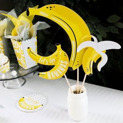 Let's Go Bananas - Tropical Party Centerpiece Sticks - Table Toppers - Set of 15