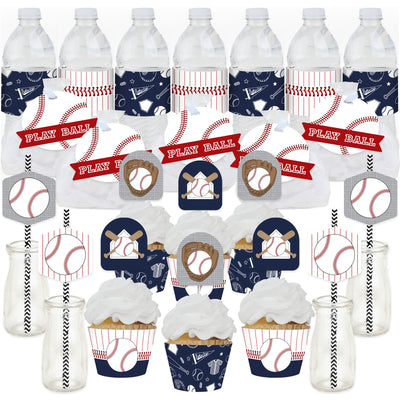 Batter Up - Baseball - Baby Shower or Birthday Party Favors and Cupcake Kit - Fabulous Favor Party Pack - 100 Pieces