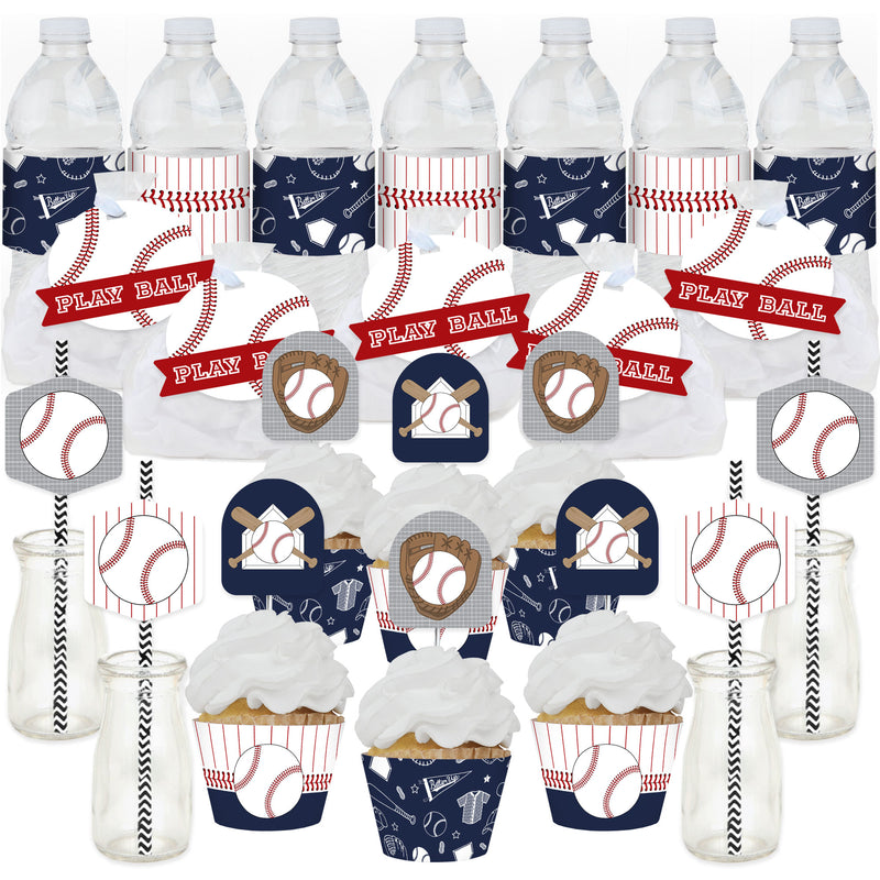 Batter Up - Baseball - Baby Shower or Birthday Party Favors and Cupcake Kit - Fabulous Favor Party Pack - 100 Pieces