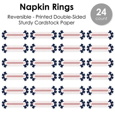 Batter Up - Baseball - Baby Shower or Birthday Party Paper Napkin Holder - Napkin Rings - Set of 24