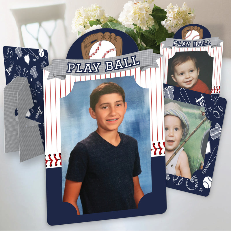 Batter Up - Baseball - Baby Shower or Birthday Party 4x6 Picture Display - Paper Photo Frames - Set of 12