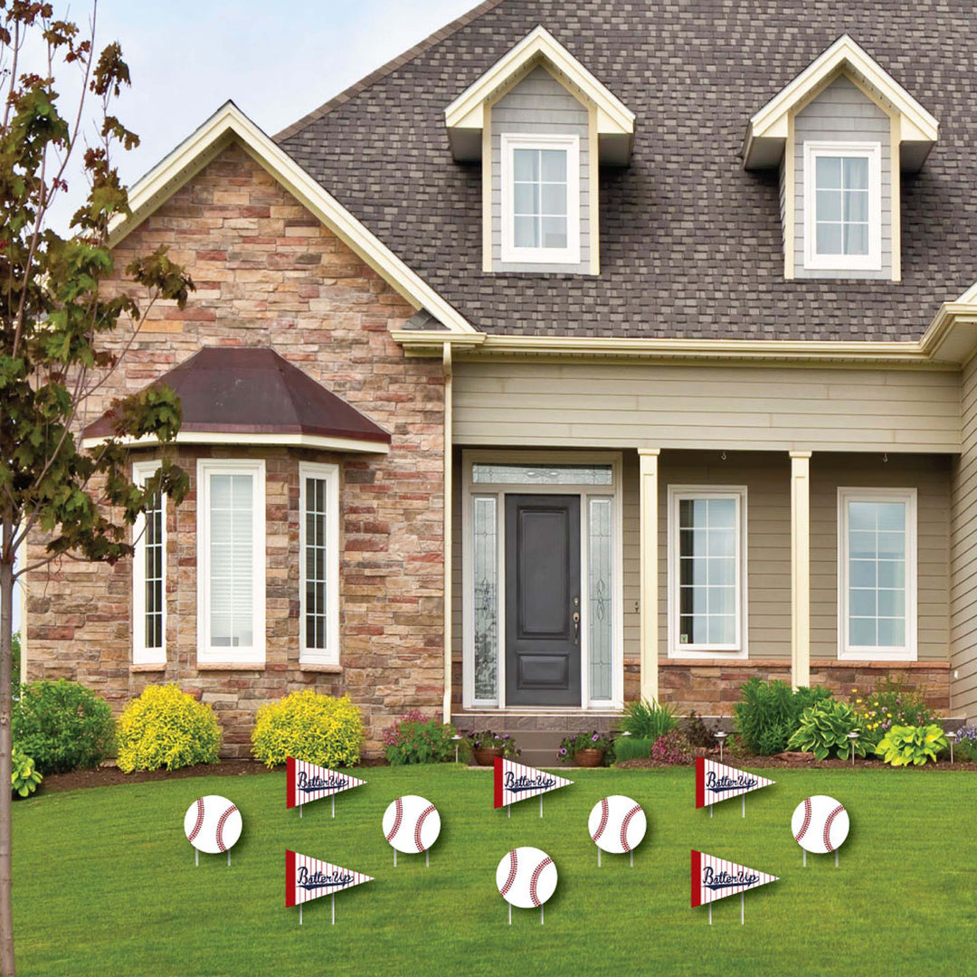 Batter Up - Baseball - Lawn Decorations - Outdoor Baby Shower or Birthday Party Yard Decorations - 10 Piece
