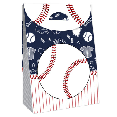 Batter Up - Baseball - Baby Shower or Birthday Gift Favor Bags - Party Goodie Boxes - Set of 12