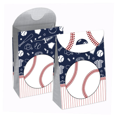Batter Up - Baseball - Baby Shower or Birthday Gift Favor Bags - Party Goodie Boxes - Set of 12