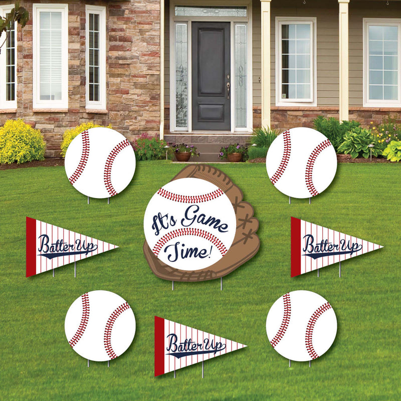 Batter Up - Baseball - Yard Sign & Outdoor Lawn Decorations - Baby Shower or Birthday Party Yard Signs - Set of 8