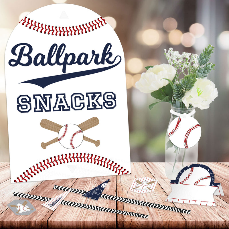 Batter Up - Baseball - DIY Baby Shower or Birthday Party Concession Signs - Snack Bar Decorations Kit - 50 Pieces