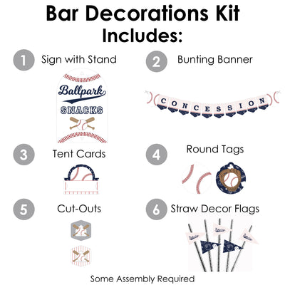 Batter Up - Baseball - DIY Baby Shower or Birthday Party Concession Signs - Snack Bar Decorations Kit - 50 Pieces