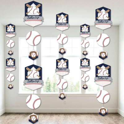 Batter Up - Baseball - Baby Shower or Birthday Party DIY Dangler Backdrop - Hanging Vertical Decorations - 30 Pieces