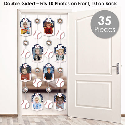 Batter Up - Baseball - Baby Shower or Birthday Party DIY Backdrop Decor - Hanging Vertical Photo Garland - 35 Pieces