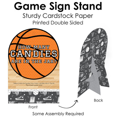 Nothin' But Net - Basketball - How Many Candies Baby Shower or Birthday Party Game - 1 Stand and 40 Cards - Candy Guessing Game