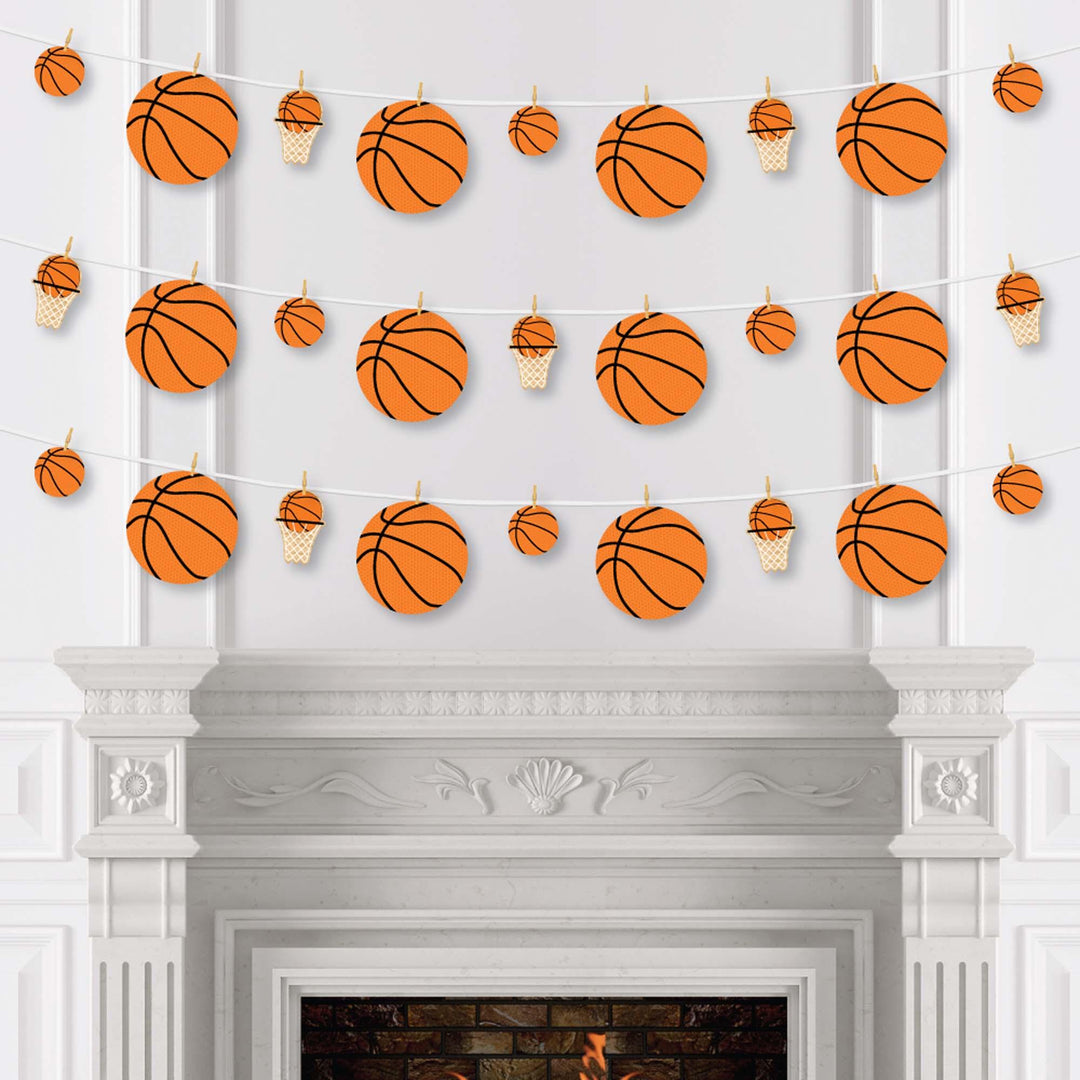 Nothin' But Net - Basketball - Baby Shower or Birthday Party DIY Decorations - Clothespin Garland Banner - 44 Pieces