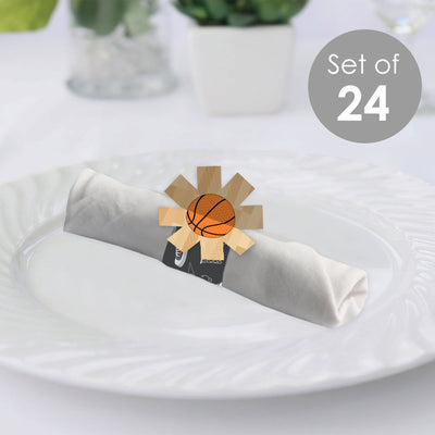 Nothin’ But Net - Basketball - Baby Shower or Birthday Party Paper Napkin Holder - Napkin Rings - Set of 24