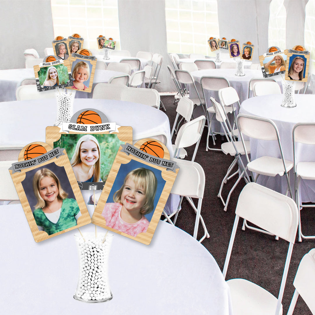 Nothin' But Net - Basketball - Baby Shower or Birthday Party Picture Centerpiece Sticks - Photo Table Toppers - 15 Pieces