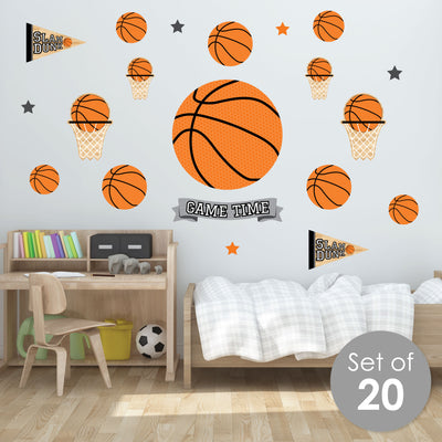 Nothin’ But Net - Basketball - Peel and Stick Sports Decor Vinyl Wall Art Stickers - Wall Decals - Set of 20