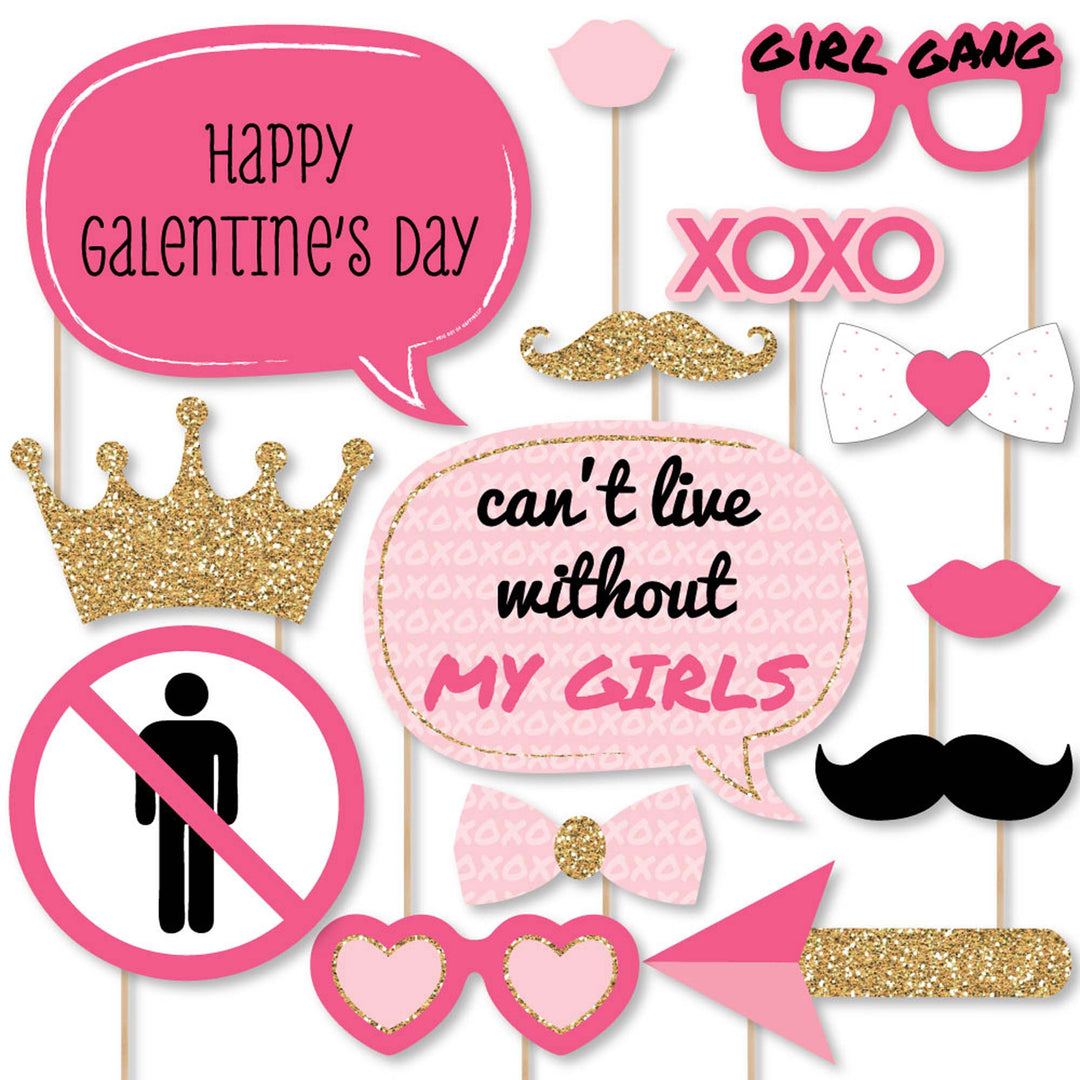 Be My Galentine - Galentine's & Valentine's Day Party Photo Booth Props Kit - 20 Count