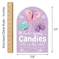 Beautiful Butterfly - How Many Candies Floral Baby Shower or Birthday Party Game - 1 Stand and 40 Cards - Candy Guessing Game