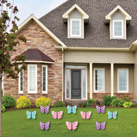 Beautiful Butterfly - Lawn Decorations - Outdoor Floral Baby Shower or Birthday Party Yard Decorations - 10 Piece